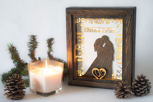 Loving Couple Silhouette - Illuminated Shadow Box