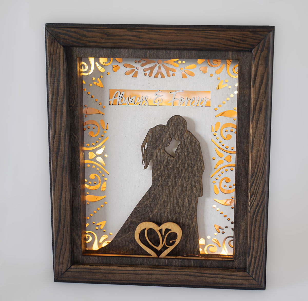 Loving Couple Silhouette - Illuminated Shadow Box