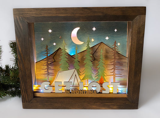 'GET LOST' - Illuminated Shadowbox