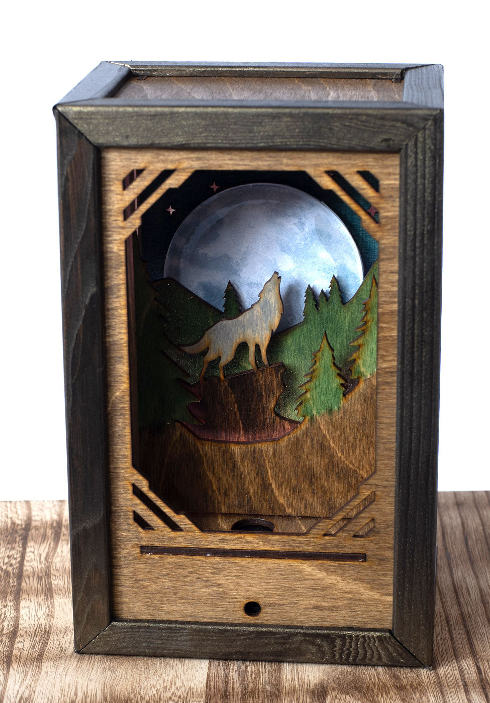 "Midnight Serenade" - Wood Carved 'Moon Lantern'