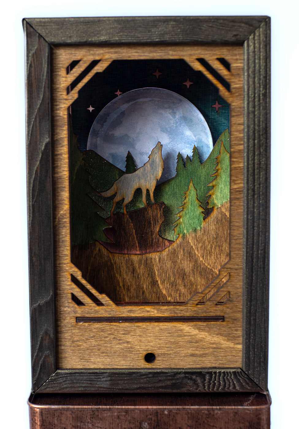 "Midnight Serenade" - Wood Carved 'Moon Lantern'