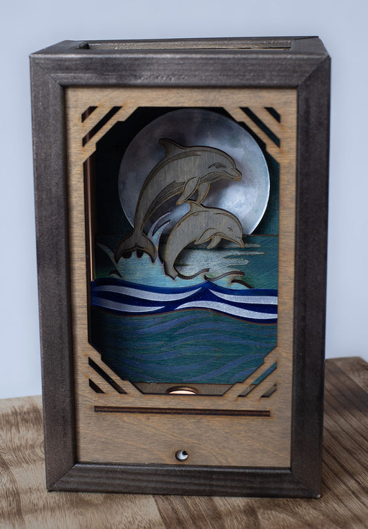 "Midnight Swim" - Wood Carved 'Moon Lantern'